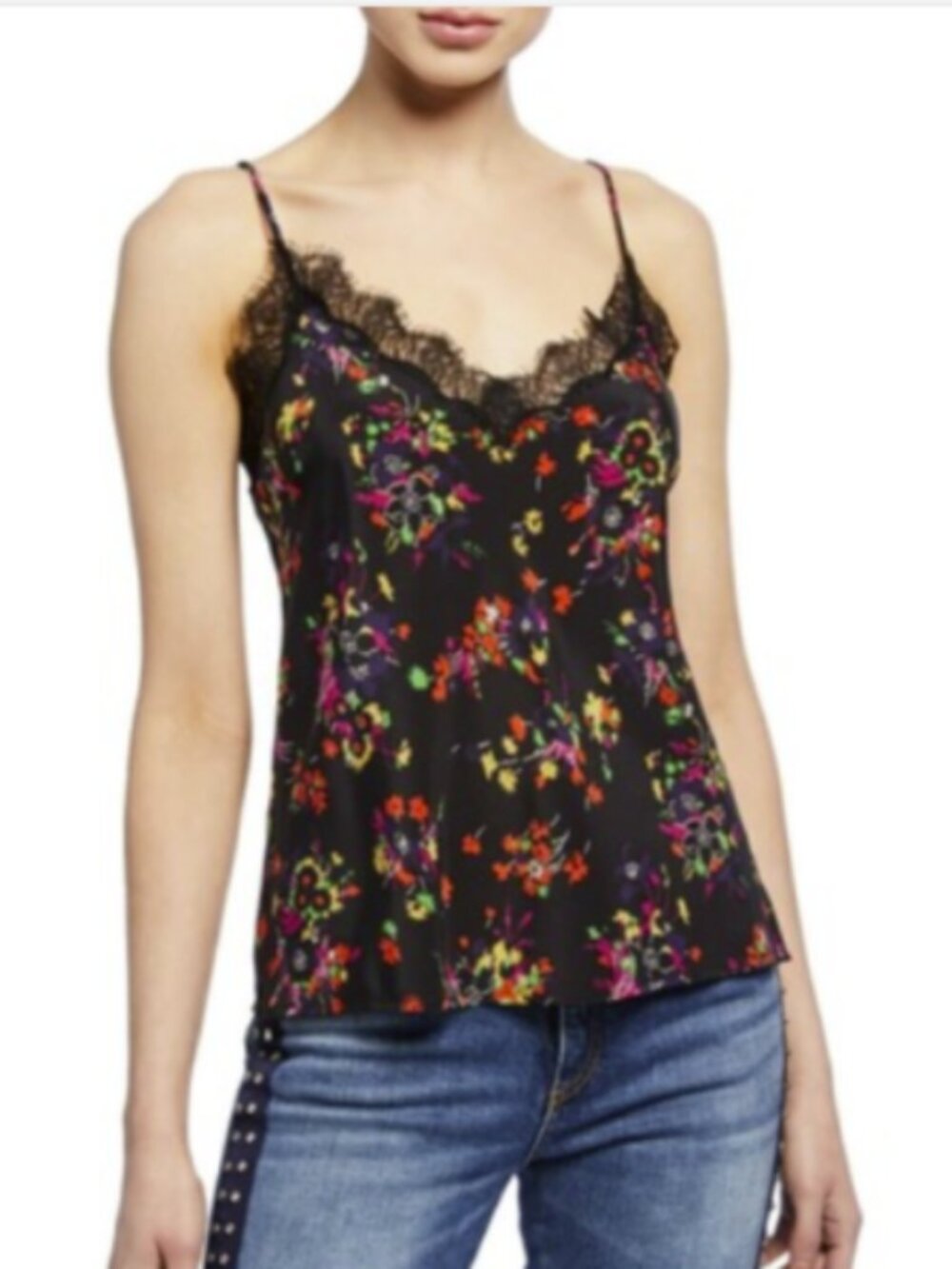 Veronica Beard Gil Floral Stretch-Silk Lace Cami Size 8
